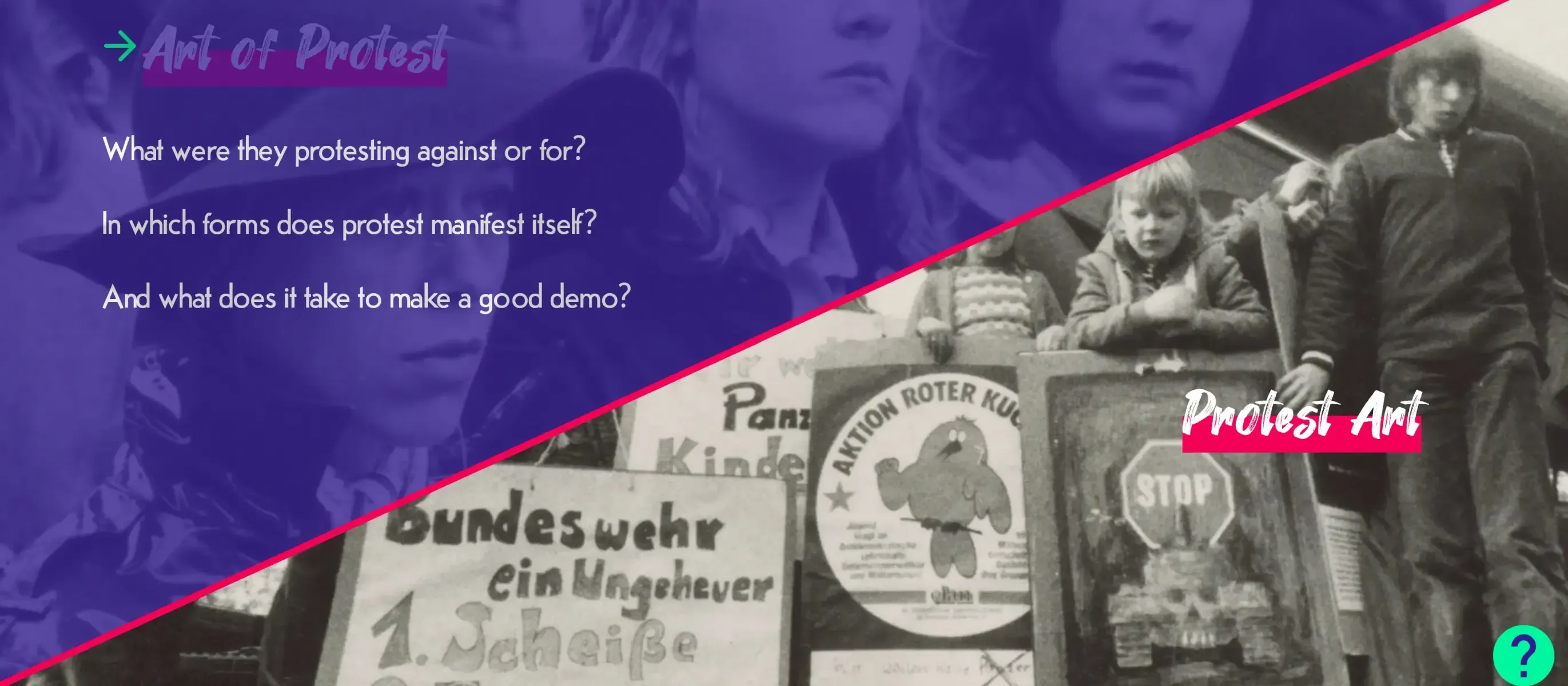 PROTESTORY! is a project of the Archive of the Workers' Youth Movement and was realized together with us. As a web application, PROTESTORY! offers a playful examination of protest cultures of working-class youth since the early 20th century.